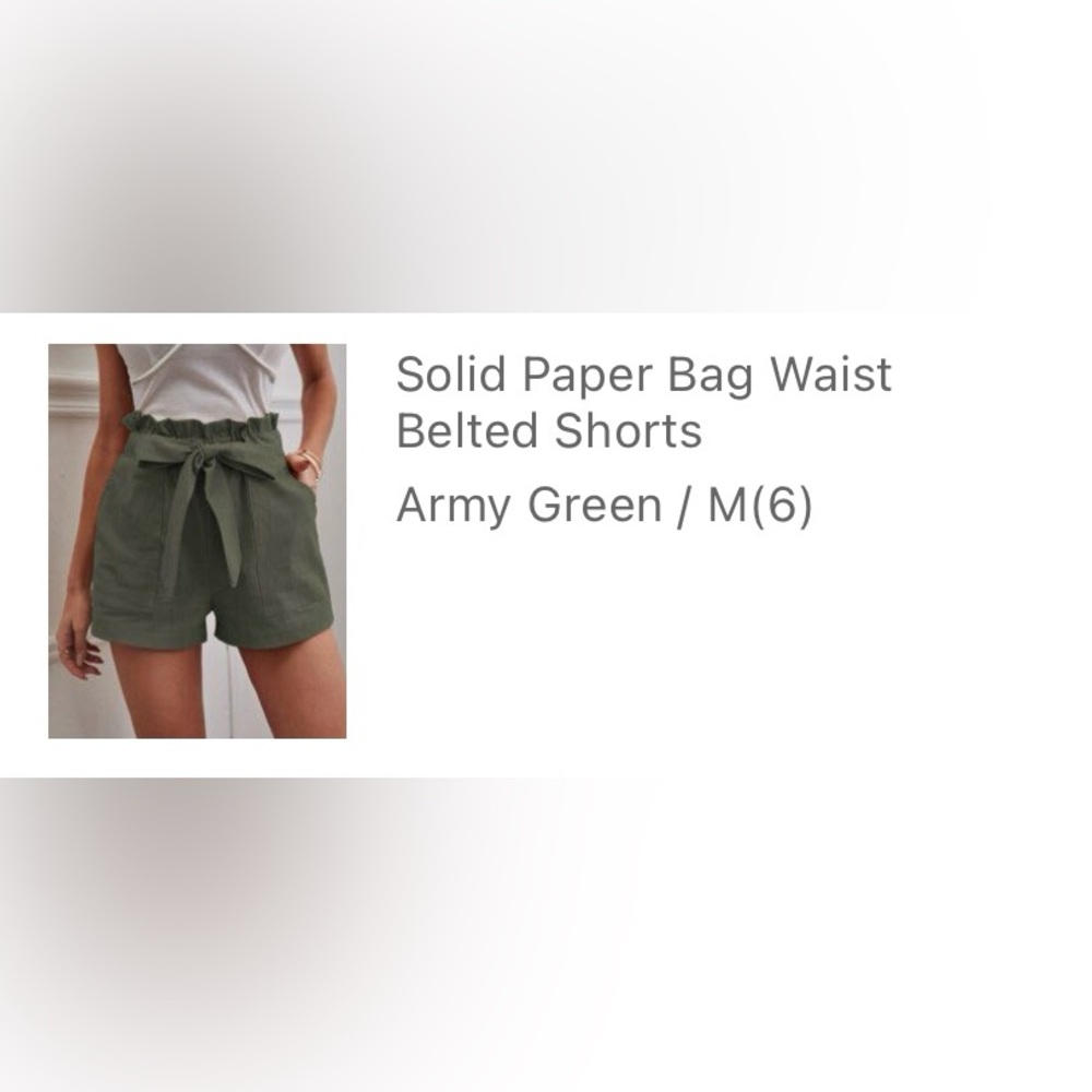 Solid Paper Bag Waist Belted Shorts
